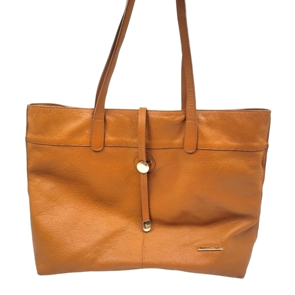 Large STELLA & MAX HONEY TAN BROWN GENUINE LEATHER TOTE SHOULDER BAG PURSE